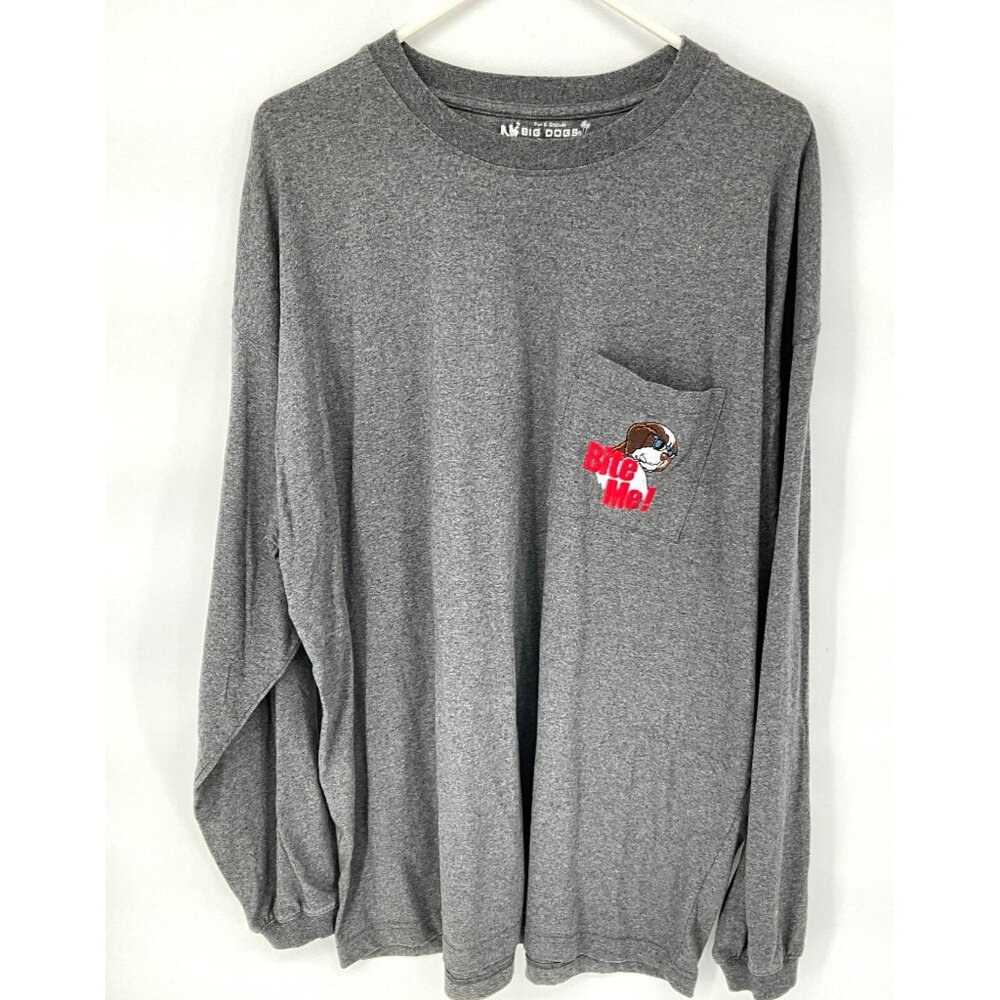 Big Dogs "Bite‎ Me" Long Sleeve T-Shirt 2XL Gray Cotton/Polyester/Rayon Blend